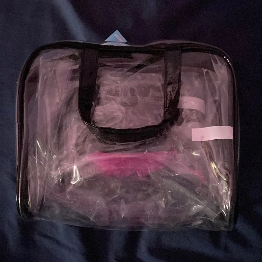 Basics 6-Piece Clear Plastic Travel Toiletry Bag Set with Bottles TSA Approved